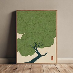 Wabi Sabi Tree Poster, Japanese Japandi Zen Woodblock Nature Wall Art