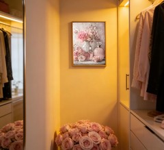 Framed Pink Floral Perfume Wall Art,Romantic Vintage Rose Bouquet wall Decor,…