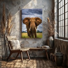 Majestic African Elephant Stands Prominently In Wall Art Canvas Print Home Decor