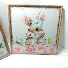 ArtbyHannah Framed Bathroom Wall Decor 12×12 Spring Bunny Set Cute Farmhouse