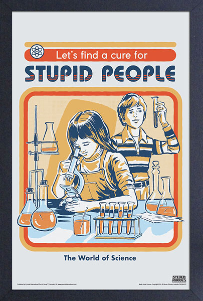 STEVEN RHODES CURE FOR STUPID PEOPLE 13×19 FRAME GELCOAT COMEDY FUN ART COLLEGE!