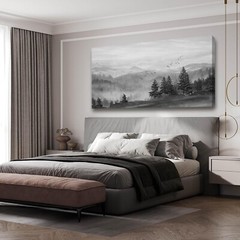 Elegant 30×60 Inch Foggy Mountain Wall Art – Perfect for Living Room & Office