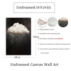 Modern Abstract Canvas Prints Wall Art Vintage Rain 24″L x 16″W, Cloud