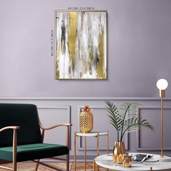 Abstract Wall Art with Gold Foil – 24 x 32 Inches Gold and Gray Canvas Print …
