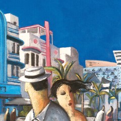 24W»x24H» VESPA IN MIAMI by DIDIER LOURENCO – FLORIDA STREETS CHOICES of CANVAS