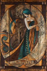 Elegant Woman Vintage 1920’s Art Deco Style Wall Art Print on Canvas | 20’s Girl