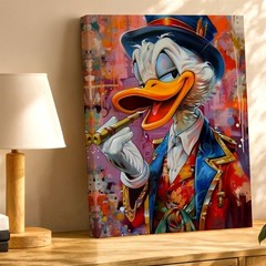 Wall Art Colorful Duck Gentleman Portrait Canvas Print Abstract Graffiti Decor