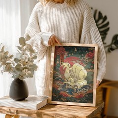 Ninetales Pokémon Poster | Fire Type Fan Art Wall Art Print