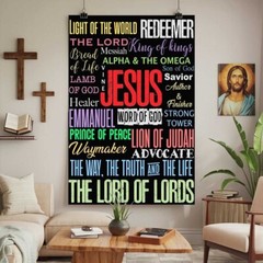Names of God Lord Jesus Christ – Bible Verse Christian Gifts Poster No Frame