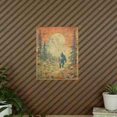 Retro BIGFOOT Fine Art Print, Sasquatch Botanical Poster, Cryptid Yeti Decor