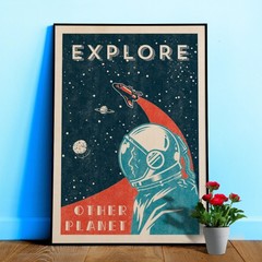 Explore other planet — Vintage space poster, retro space art, propaganda poster