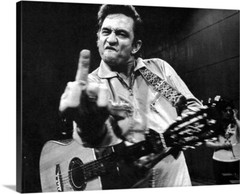 Johnny Cash Finger Salute Photo Art Gallery Canvas Wrap