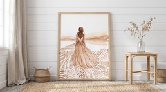 Woman in Dress Watercolor Poster Terracotta Abstract Landscape Wall Art Print