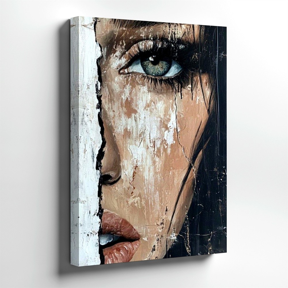 Modern Canvas Woman Face Portrait Blue Eye Modern Abstract Modern Office Print