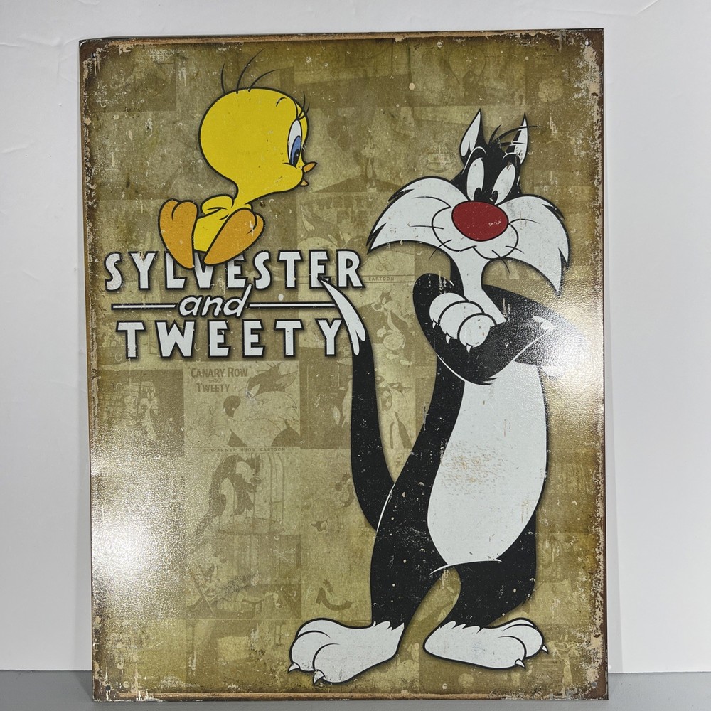 Sylvester and Tweety Frame Laminate Home decor metal poster. 16inX12.5in