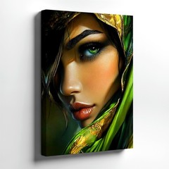 Wall Art Green Eyed Woman Portrait Canvas Print Elegant Veil Fashion Home Decor