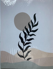 Boho Wall Art 6 Abstract Prints on Canvas Sage Green/Tan BRAND NEW OPENED BOX