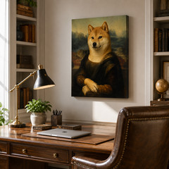 Personalized Shiba Inu Mona Lisa Canvas Print Funny Dog Meme Art Dog Dad Gift