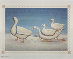 Swans Pulling Snow Sleigh 9″ x 12″ Print Photo D-5 Copyright Bygones Design 1986