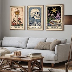 Pouydmi Tarot Card Wall Art Sun Moon Canvas 16″L x 12″W,