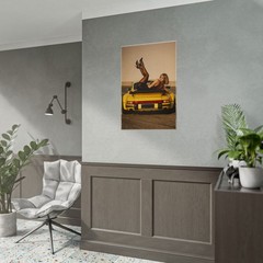 Porsche 911 Turbo Poster – Vintage Pin-Up Car Wall Art Print Garage Decor