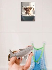 Bathroom Wall Art 12x16in Highland Cow Wall DecorWaterproof Wood Framed Canva…
