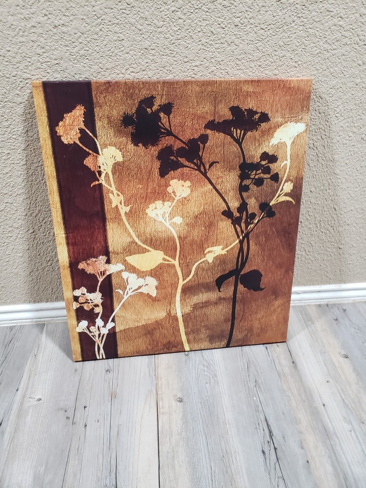 Floral Canvas Print Art Red Brown Beige Black Decorative 26×22