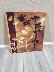 Floral Canvas Print Art Red Brown Beige Black Decorative 26×22