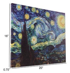 Van Gogh Starry Night Printed Decor with LED And Color Canvas Painting