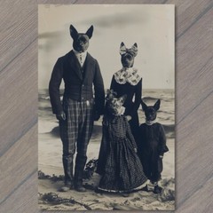 Art Print Weird Creepy Vintage Vibe Dog People Unreal Beach Unusual Strange