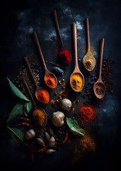 Modern Cooking Herbs Spices Sushi Utensils Spoon Wall Art Picture Canvas Paintin
