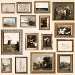 97 Decor Antique Wall – 16 Pcs Vintage Art UNFRAMED,