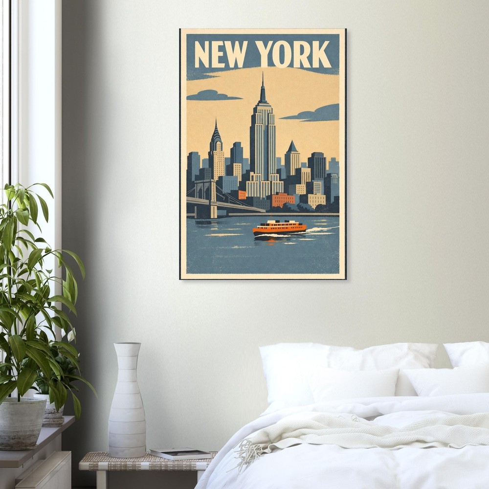 Vintage New York Travel Poster | Retro NYC Skyline Wall Art | Classic City Print