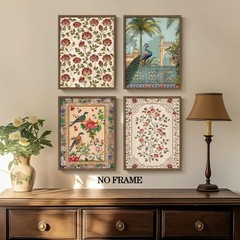 Vintage Floral Wall Art Poster Set of 6, Rustic Flower Bird Pictures Wall Dec…