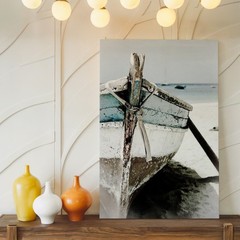 Rustic Weathered Wooden Boat Canvas Wall Art Beach Coastal Wall Decor Print