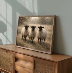 Canvas Wall Art 3 BLACK FACED SHEEP Rustic Farmhouse 12 x 16 Unframed 973