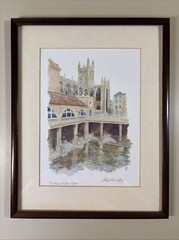 Vintage Zoe Kenway Framed Print The Roman Baths, Bath 14.5”x11.5”
