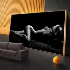 Sexy Woman Black Canvas Painting Posters & Prints Art Wall Decor Canvas Wall Art