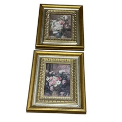 Crystal Art Gallery Floral Rose Art Prints Set of 2 Gold Silver Ornate Frames