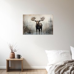 Large Moose Wall Art – Rustic Wildlife Canvas Picture, 12×18 for Home Decor