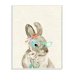 Stupell Industries Woodland Bunny with Cat Eye Glasses Wall Pla