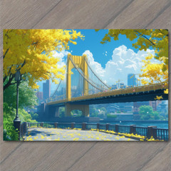 Art Print Scenic Pittsburgh Bridges and Skyline in Lively Artistic City Rivers
