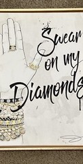Wall Art Canvas “Swear On My Diamonds “ 16” X 12” Gold/Black/White Used