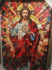 Jesus Christ Rare Art Print Colorful (Framed Glass) 15×24 Inches Wall Mount.