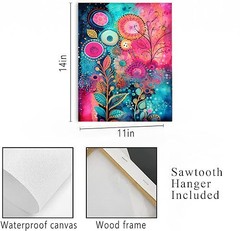 11×14 Boho Bright Flowers Canvas Print Wall Art