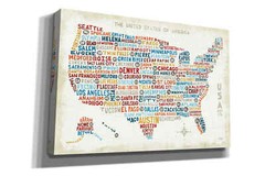 Epic Graffiti ‘US City Map’ by Michael Mullan, Giclee Canvas Wall Art