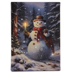 Light Up Snowman Decor w/Timer, LED Christmas Pictures Winter Forest Landscap…