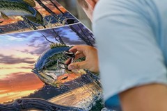 Large Mouth Bass Fish Canvas Wall Decor, Realistic Fish Oil Painting Bold Poster