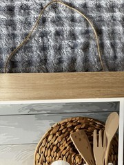 Kitchen Still Life Vertical Print, Wooden Hanger & Jute String