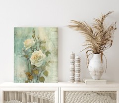 11×14 Green Roses Canvas Print Wall Art